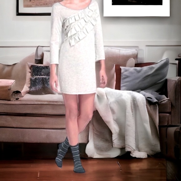 $128 Anthropologie Chemise Small 2 4 Grey French Terry Dress Cotton Nightie NWT - Picture 1 of 13